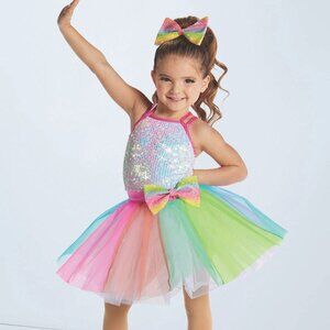 NWOT Weissman Girl's Rainbow, Rainbow Dress Dance Costume